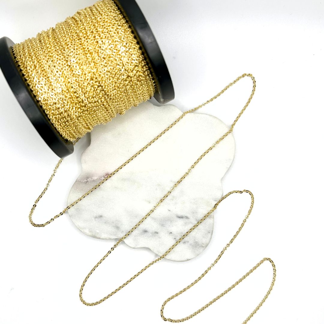 Chain 10k Solid Gold Diamond Cut Cable Chain by the Inch forEVER Permanent Jewelry Supplies