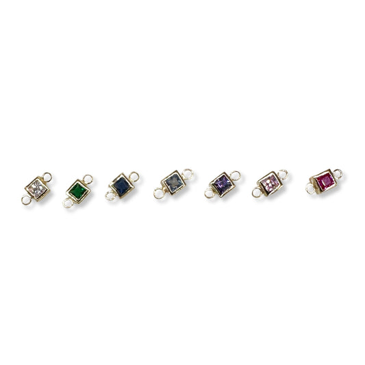 Princess Cut Bezel Set Gemstone Connector