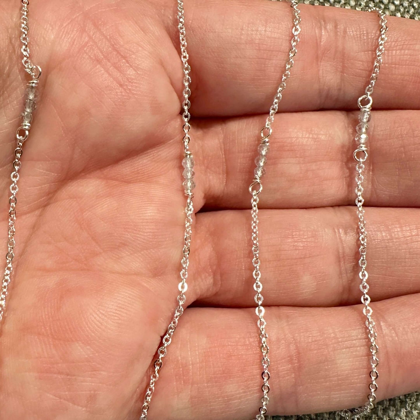 Blue Topaz Gemstone Chain Onhand