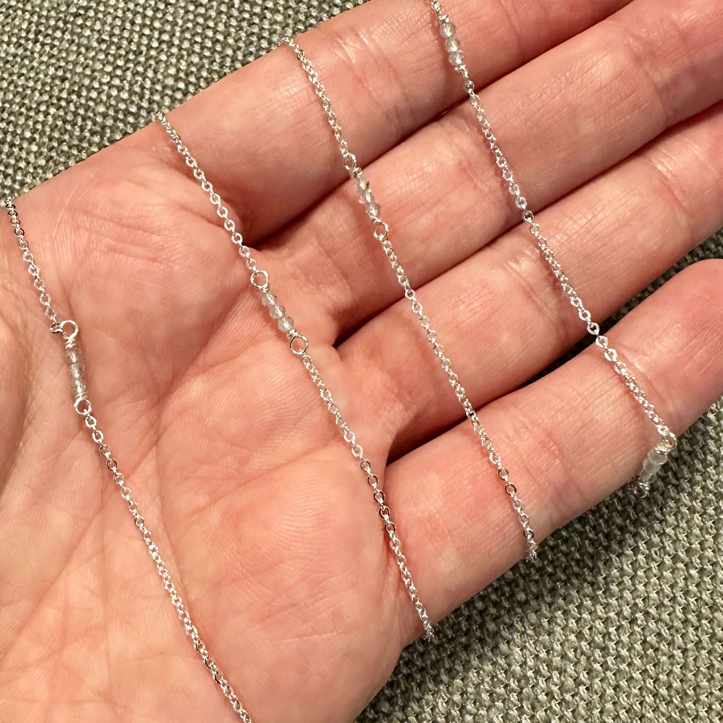 Blue Topaz Gemstone Chain Onhand