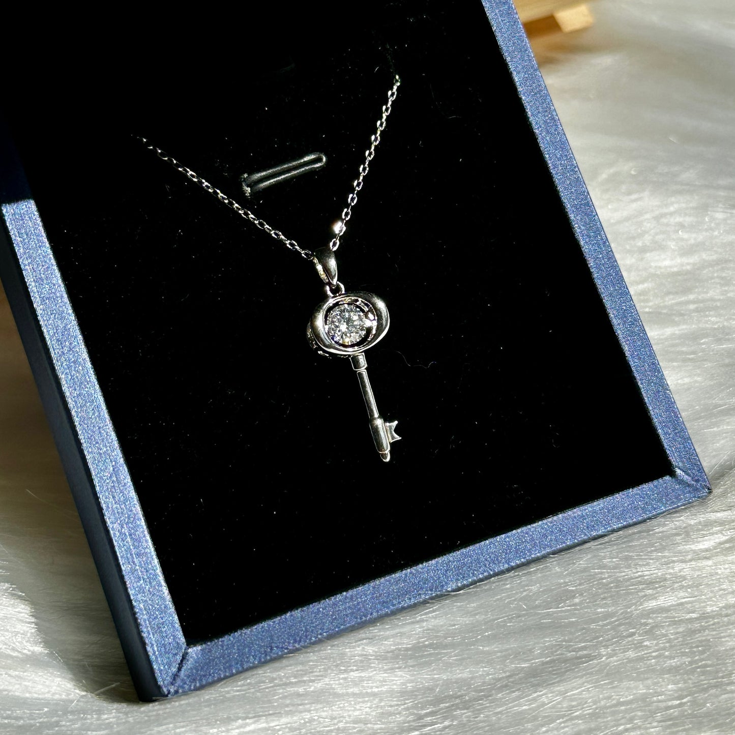 Dancing Diamond 'Key to My Heart' Sterling Silver Moissanite Pendant