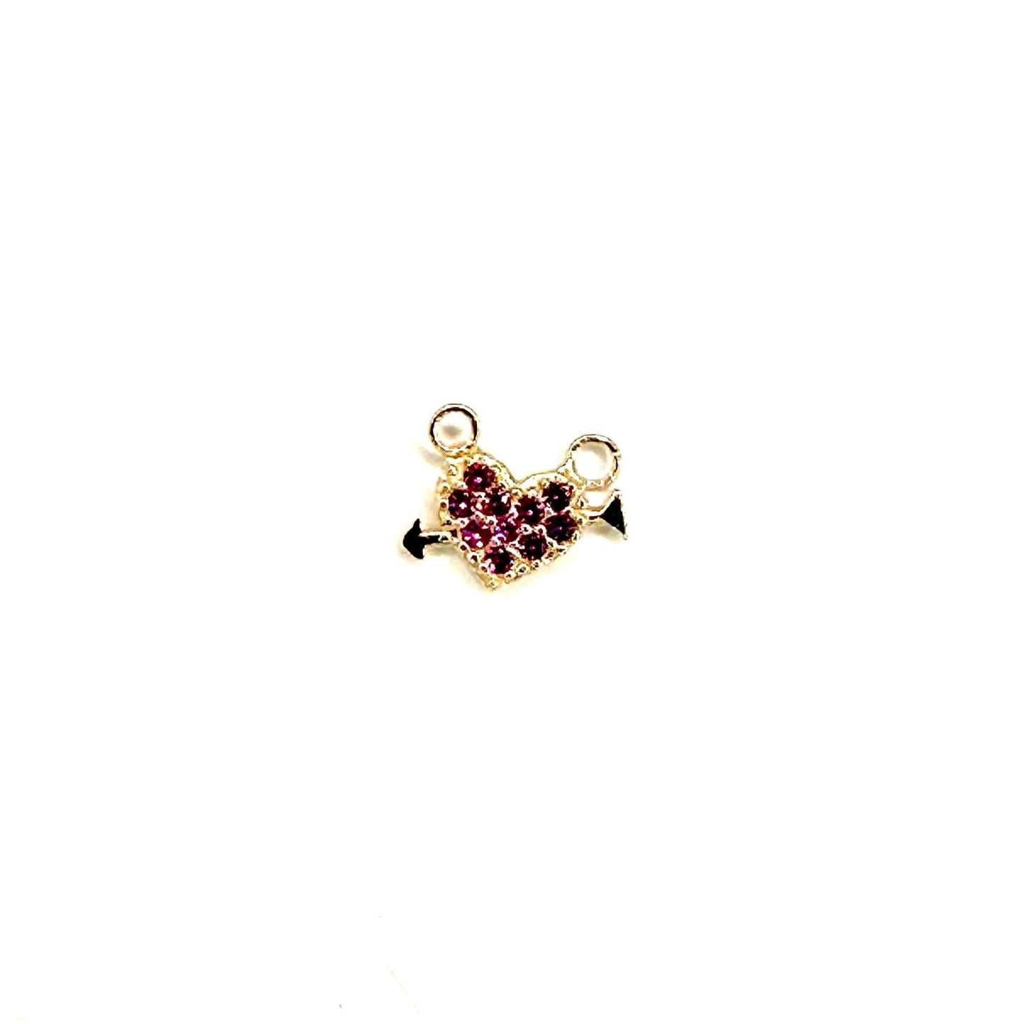 14k Gold & Gemstone Heart & Arrow Pendant