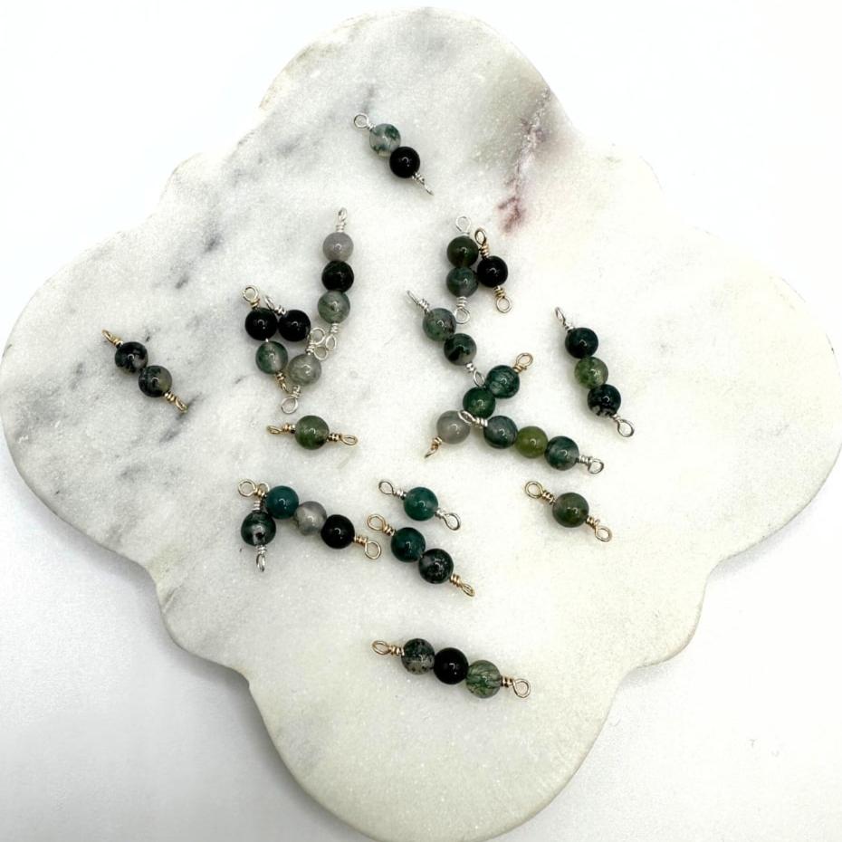 Connectors Handmade 4mm Moss Agate Connectors forEVER Permanent Jewelry Supplies