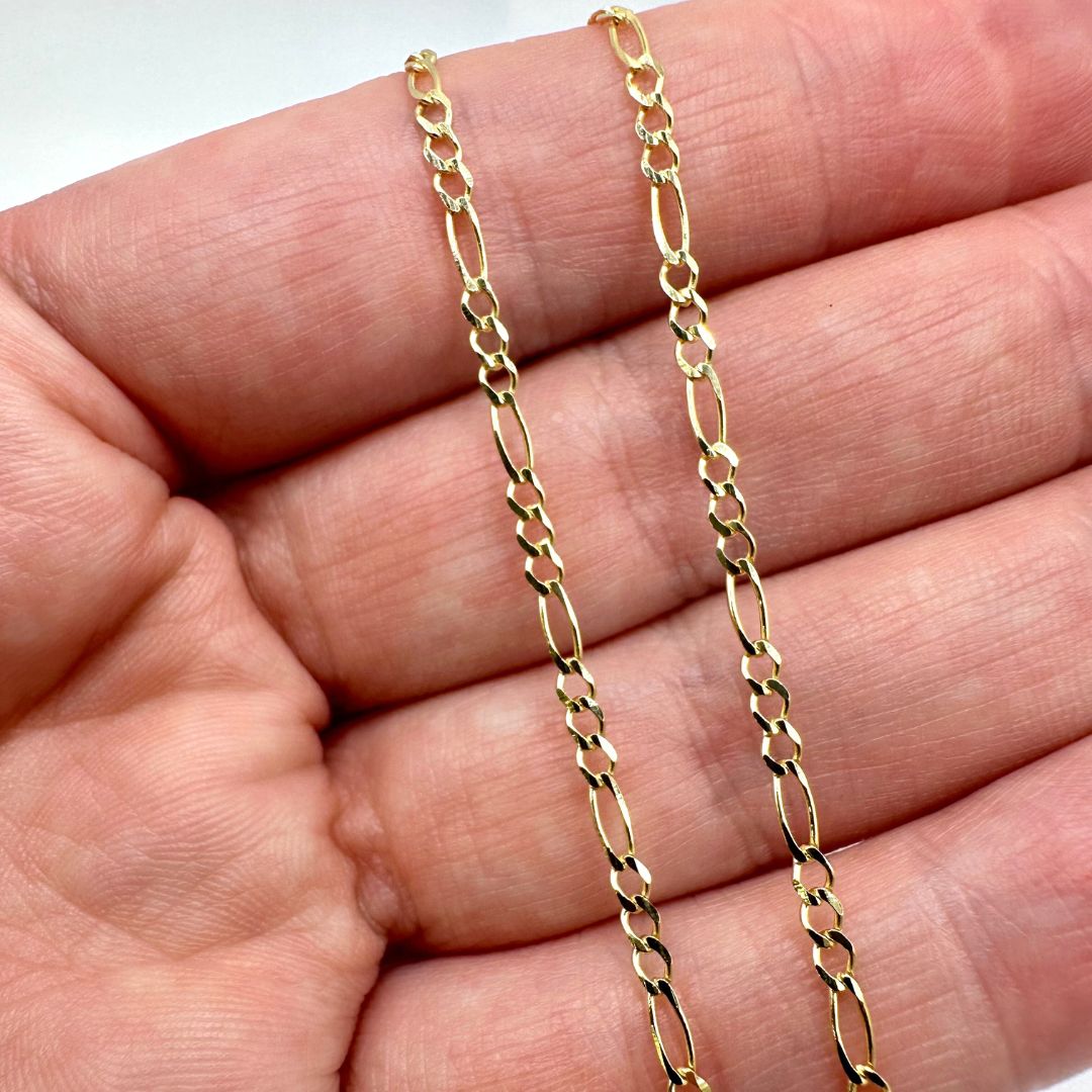 10k Solid Gold 3+1 Figaro Chain by the Inch