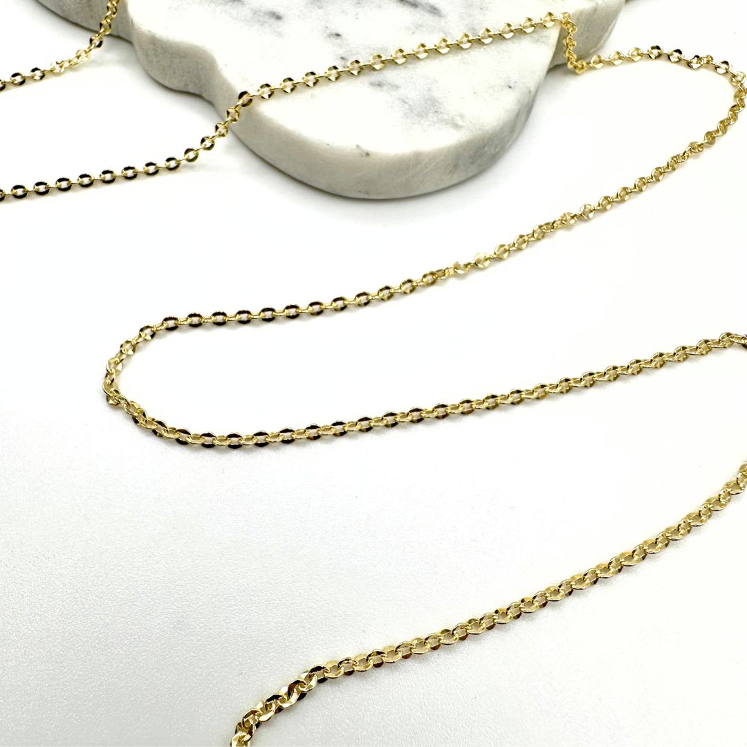 10k Solid Gold Diamond Cut Cable Chain by the Inch