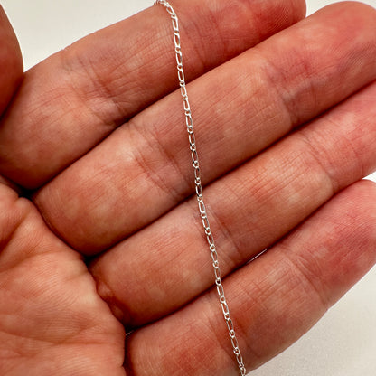 925 Sterling Silver Long & Short Figaro Chain by the Meter