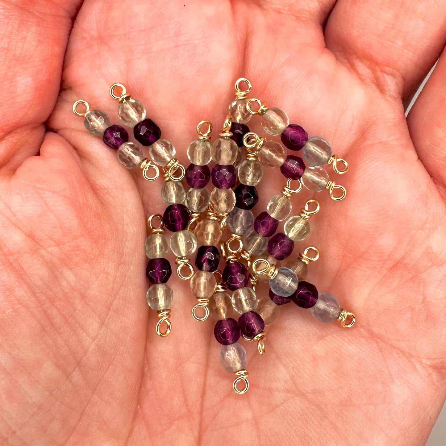 Handmade Fluorite Connectors on hand