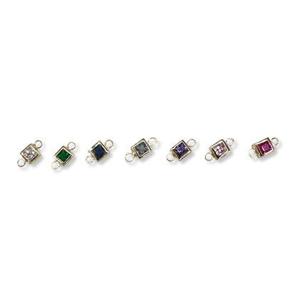 Connector Princess Cut Bezel Set Gemstone Connector forEVER Permanent Jewelry Supplies