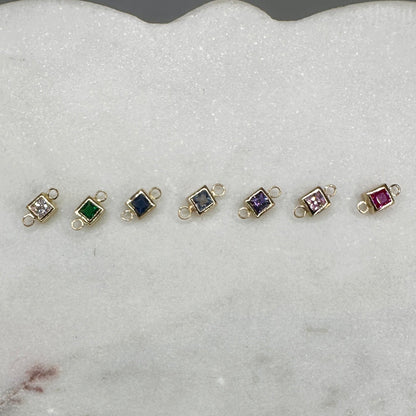 Connector Princess Cut Bezel Set Gemstone Connector forEVER Permanent Jewelry Supplies