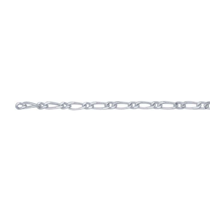 925 Sterling Silver Long & Short Figaro Chain by the Meter