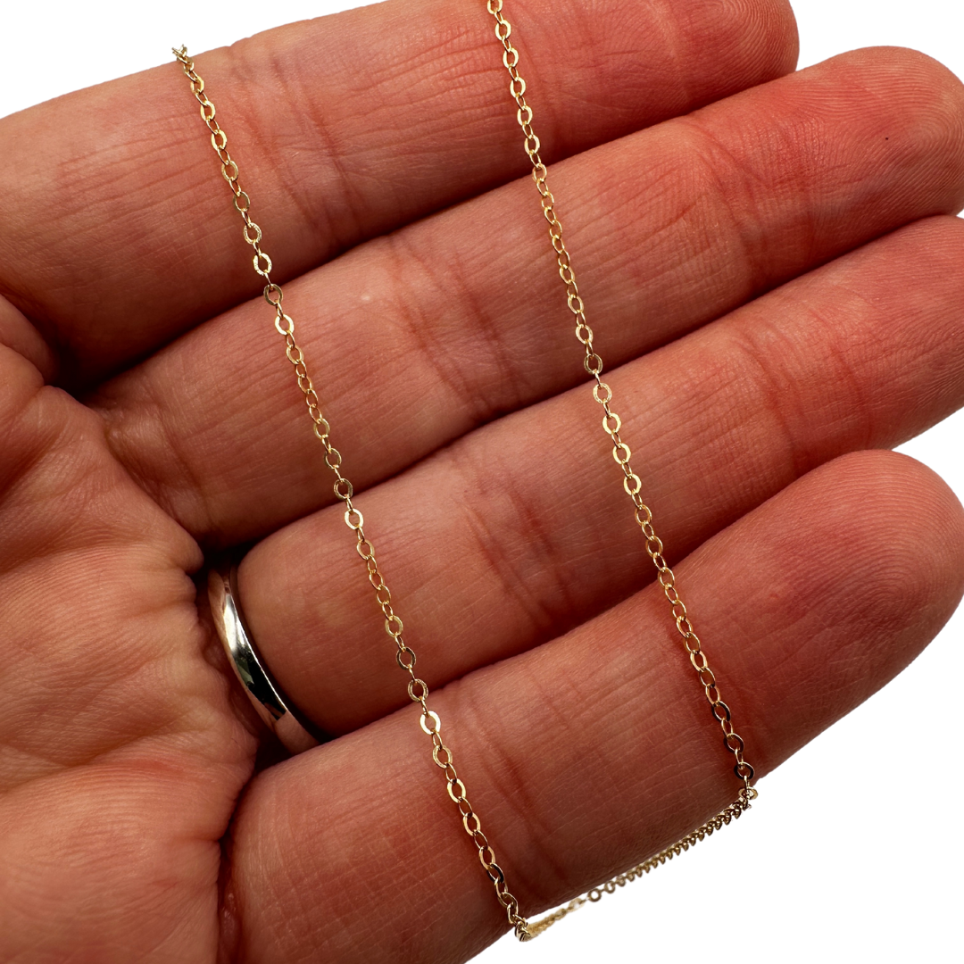 Chain 14k Gold Filled Flat Cable Chain by the Meter forEVER Permanent Jewelry Supplies