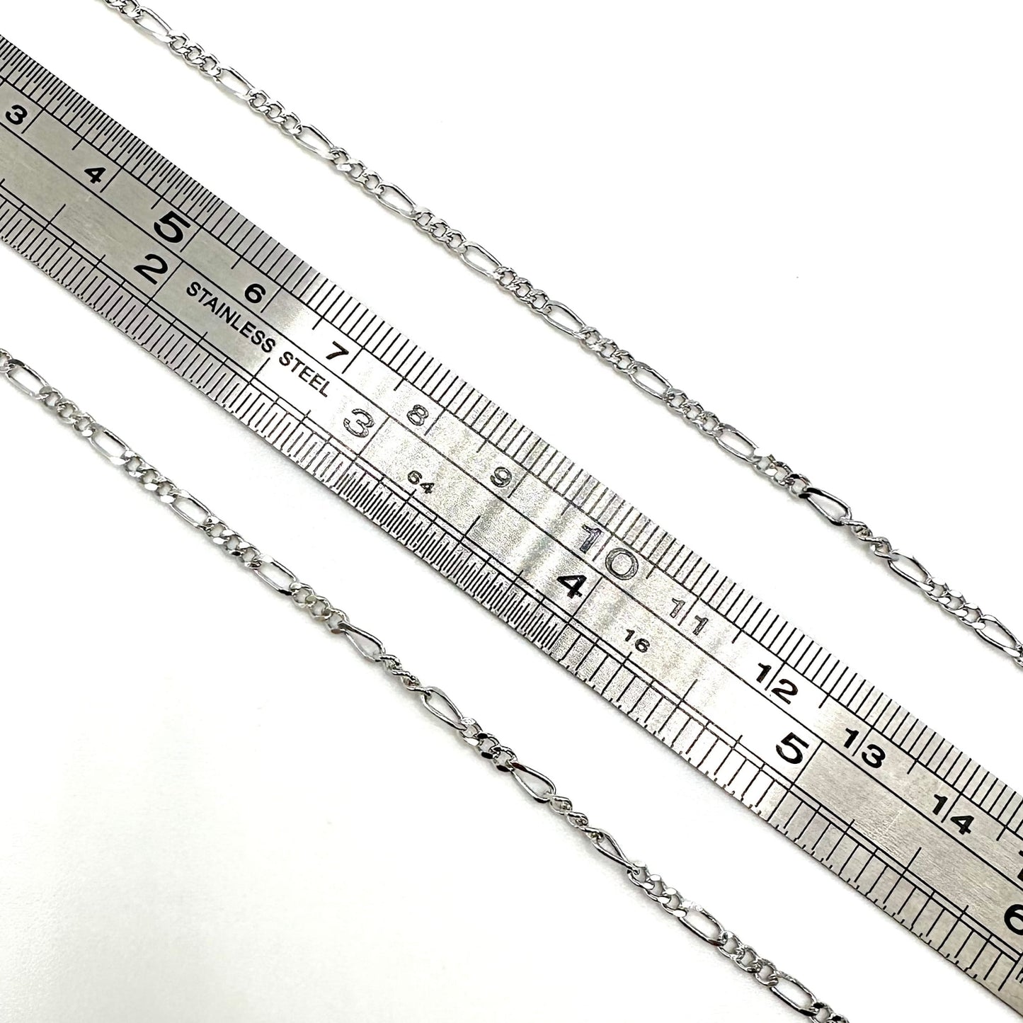 Sterling Silver Chain 925 Sterling Silver Diamond Cut Figaro Chain by the Meter forEVER Permanent Jewelry Supplies