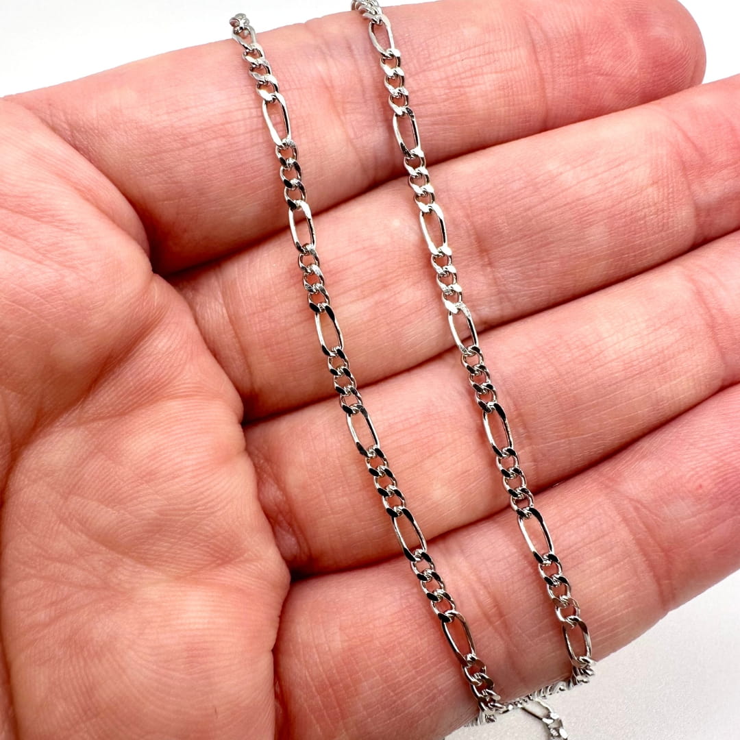 Sterling Silver Chain 925 Sterling Silver Diamond Cut Figaro Chain by the Meter forEVER Permanent Jewelry Supplies