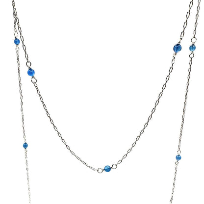 Chain Blue Onyx Gemstone & Sterling Silver Cable Chain by the Foot forEVER Permanent Jewelry Supplies