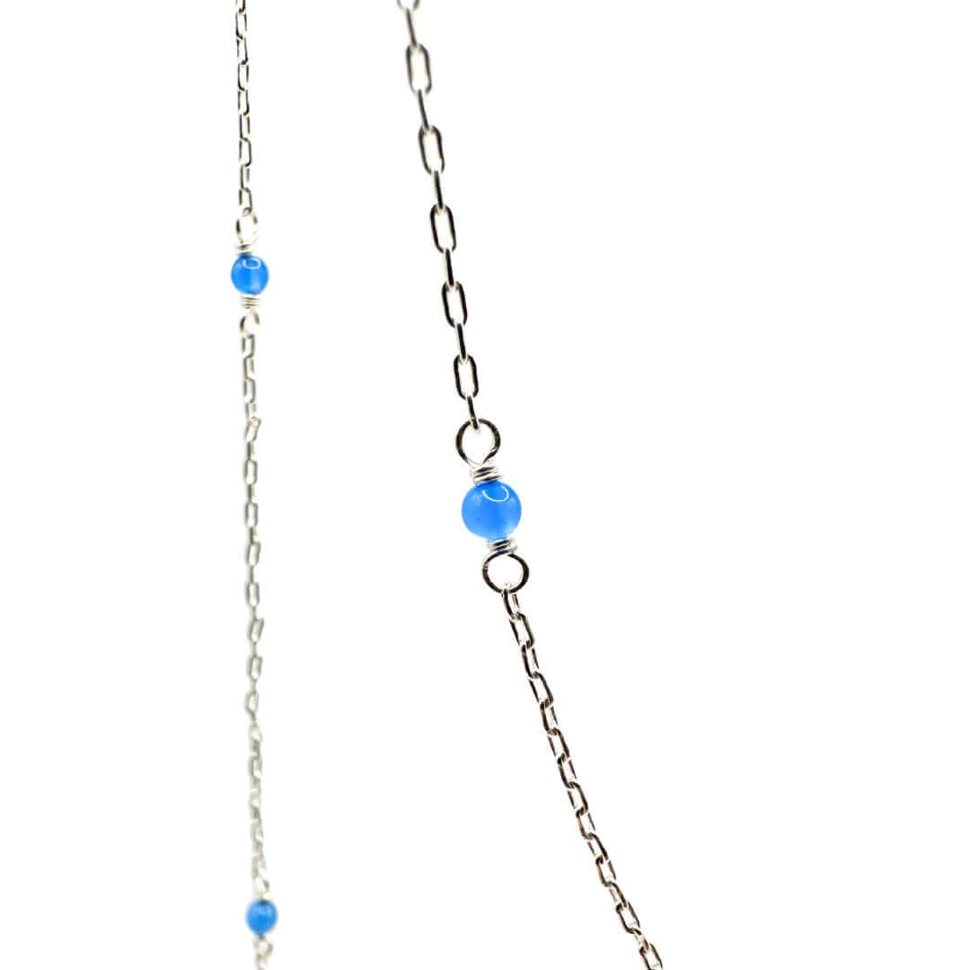 Chain Blue Onyx Gemstone & Sterling Silver Cable Chain by the Foot forEVER Permanent Jewelry Supplies