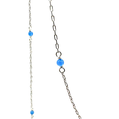 Chain Blue Onyx Gemstone & Sterling Silver Cable Chain by the Foot forEVER Permanent Jewelry Supplies