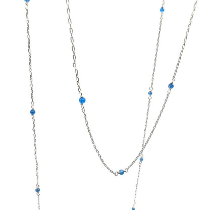 Chain Blue Onyx Gemstone & Sterling Silver Cable Chain by the Foot forEVER Permanent Jewelry Supplies