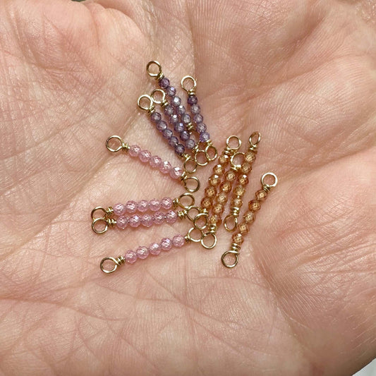 Handmade Coloured Cubic Zirconia Connectors on hand