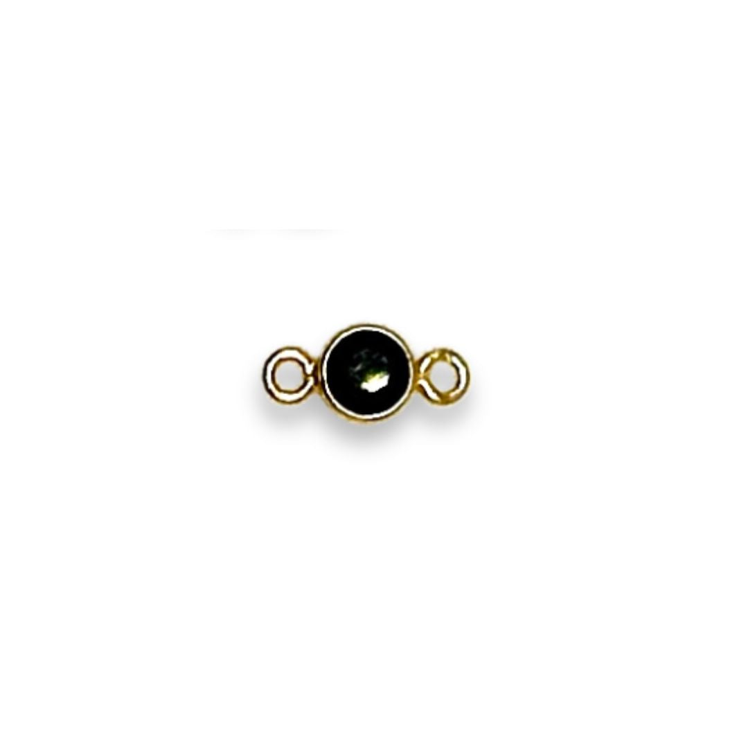 Black Onyx Connector Gold Filled 3mm AAA Cubic Zirconia Birthstone Connectors forEVER Permanent Jewelry Supplies