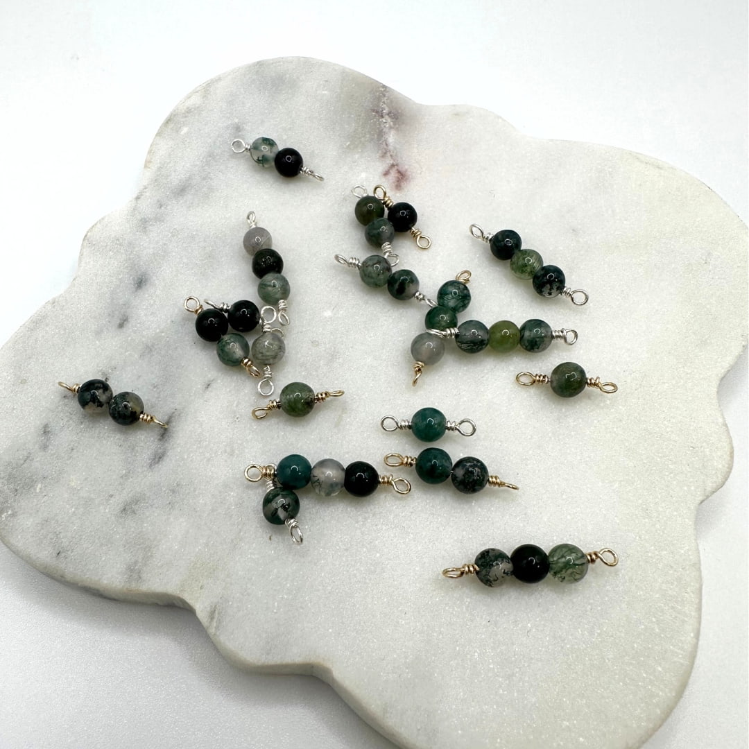 Handmade 4mm Moss Agate Connectors