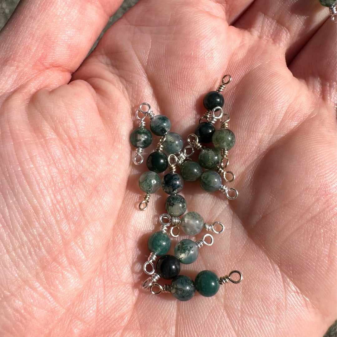 Connectors Handmade 4mm Moss Agate Connectors forEVER Permanent Jewelry Supplies