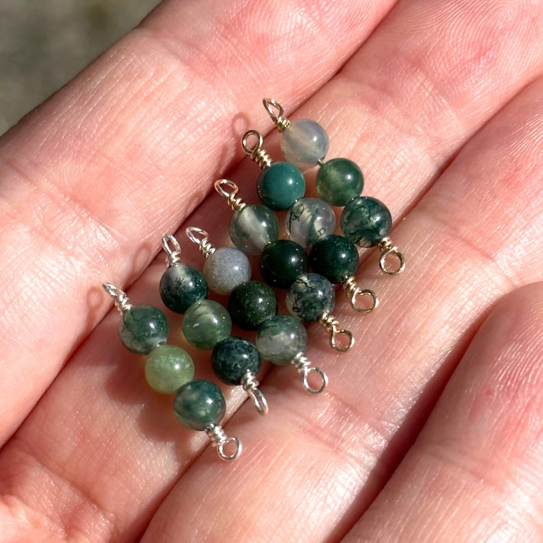 Handmade 4mm Moss Agate Connectors