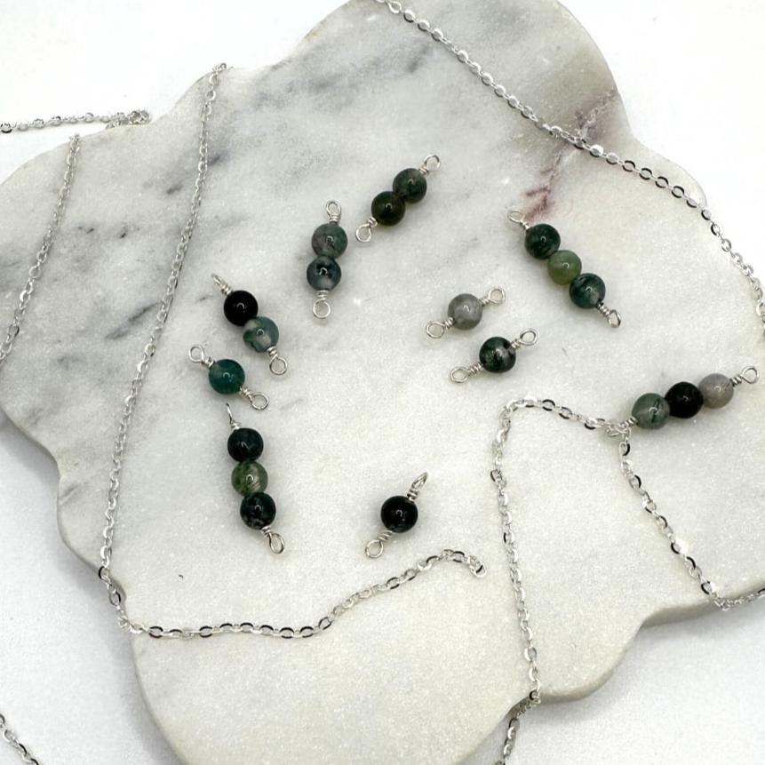 Connectors Handmade 4mm Moss Agate Connectors forEVER Permanent Jewelry Supplies