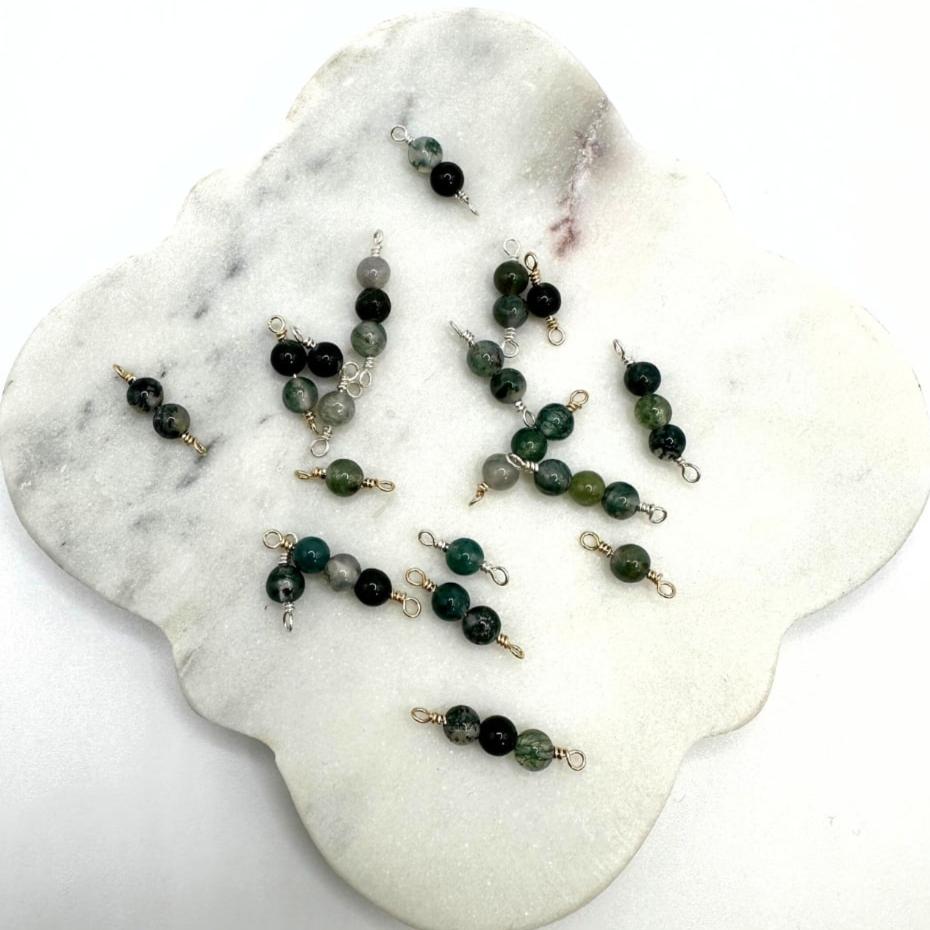 Handmade 4mm Moss Agate Connectors