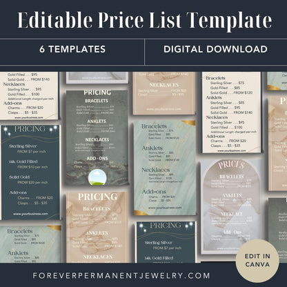 Editable Permanent Jewelry Marketing Materials Package- Download