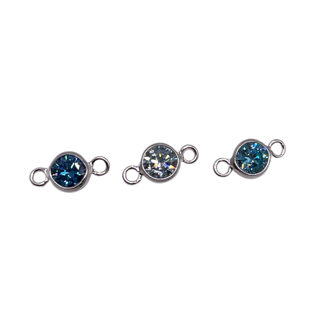 CZ Charm & Connector Sterling Silver AAA Cubic Zirconia Birthstone Connectors forEVER Permanent Jewelry Supplies