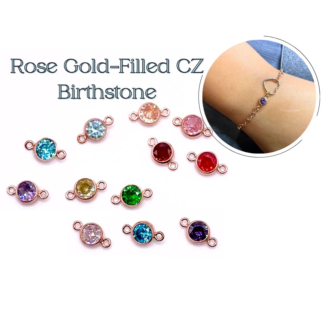 Connector Rose Gold Filled 4mm AAA Cubic Zirconia Birthstone Connectors forEVER Permanent Jewelry Supplies