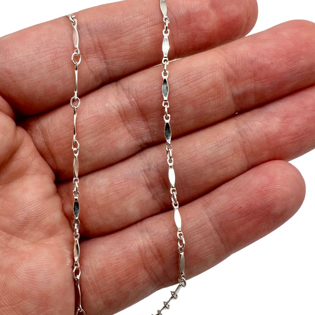 Chain 925 Sterling Silver Flat Bar Chain by the Meter forEVER Permanent Jewelry Supplies