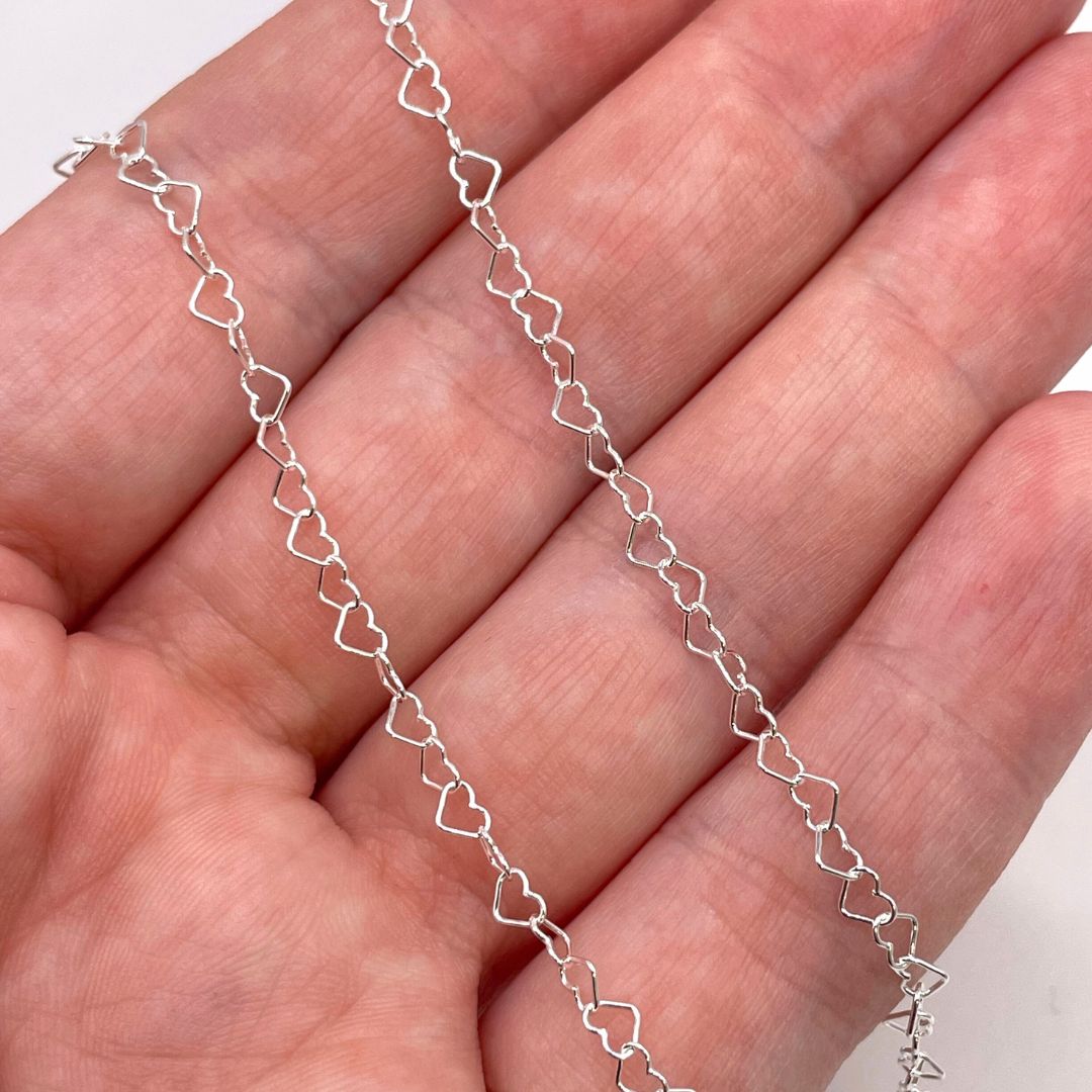 Chain 925 Sterling Silver Heart Chain by the Meter forEVER Permanent Jewelry Supplies