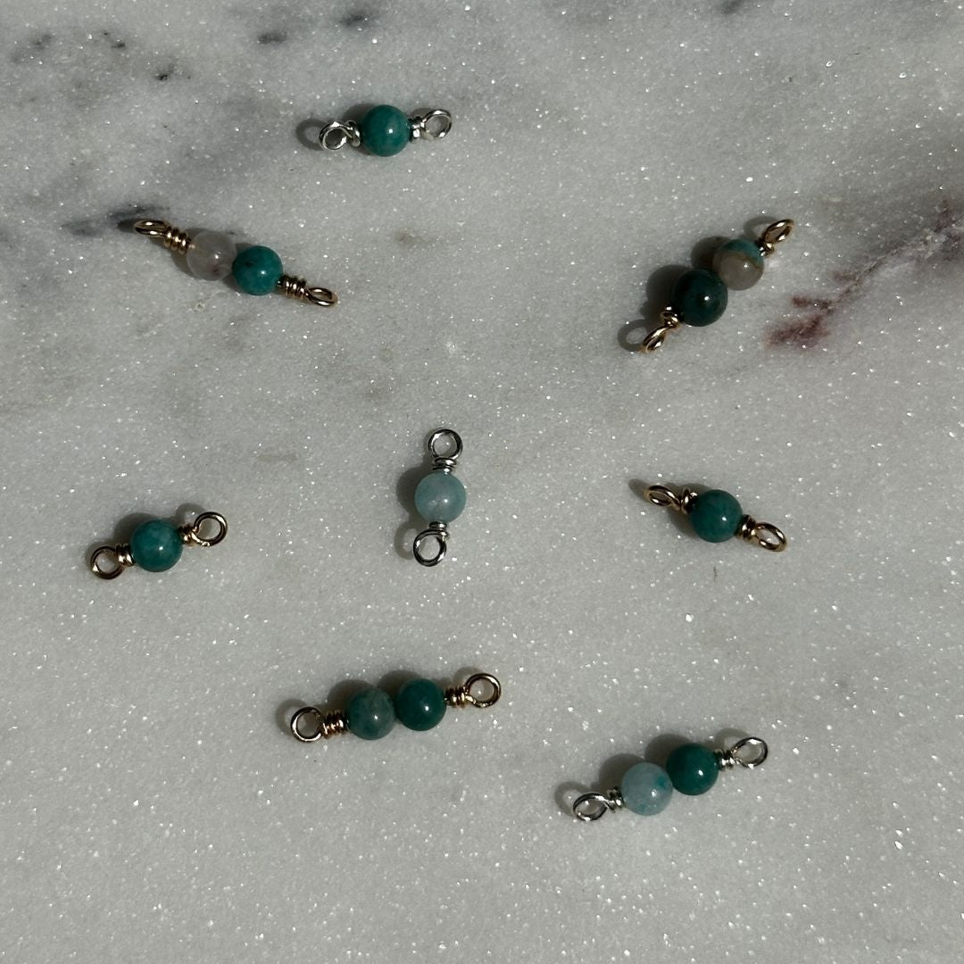 Premium Handmade Amazonite Connectors, ideal for permanent jewelry creations.