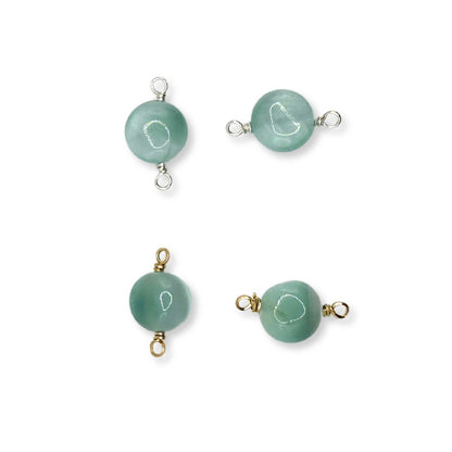 Premium Handmade Chatoyant Green Moonstone Connectors perfect for permanent jewelry creations.