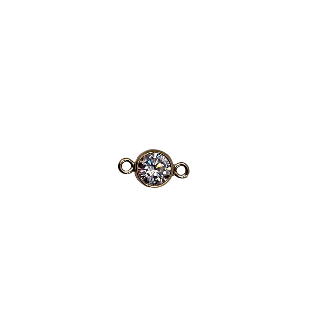 Gold Filled 3mm AAA Cubic Zirconia Birthstone Connectors