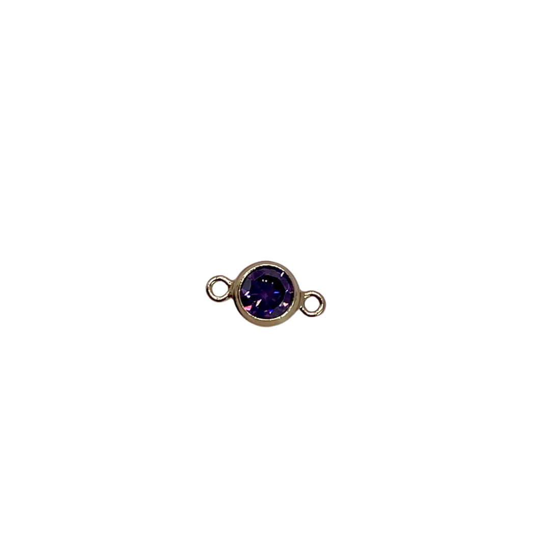 February/Amethyst Connector Gold Filled 3mm AAA Cubic Zirconia Birthstone Connectors forEVER Permanent Jewelry Supplies