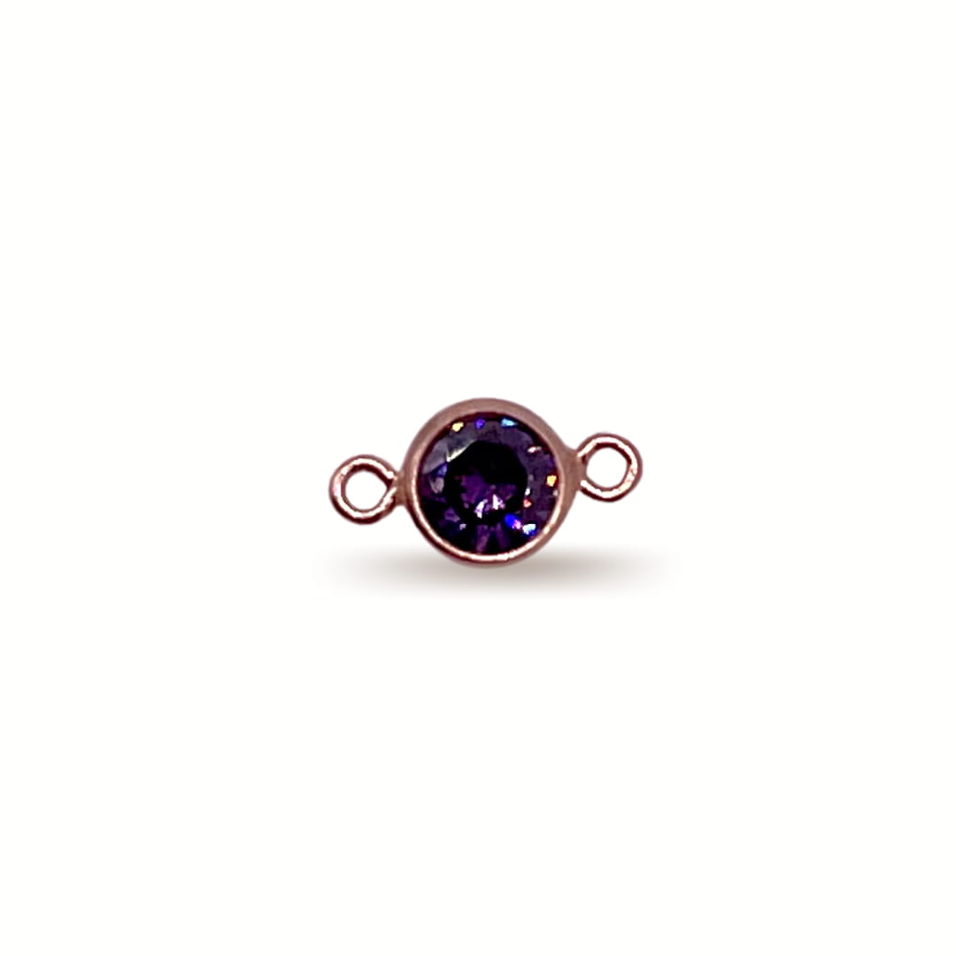 June/Alexandrite Connector Rose Gold Filled 4mm AAA Cubic Zirconia Birthstone Connectors forEVER Permanent Jewelry Supplies