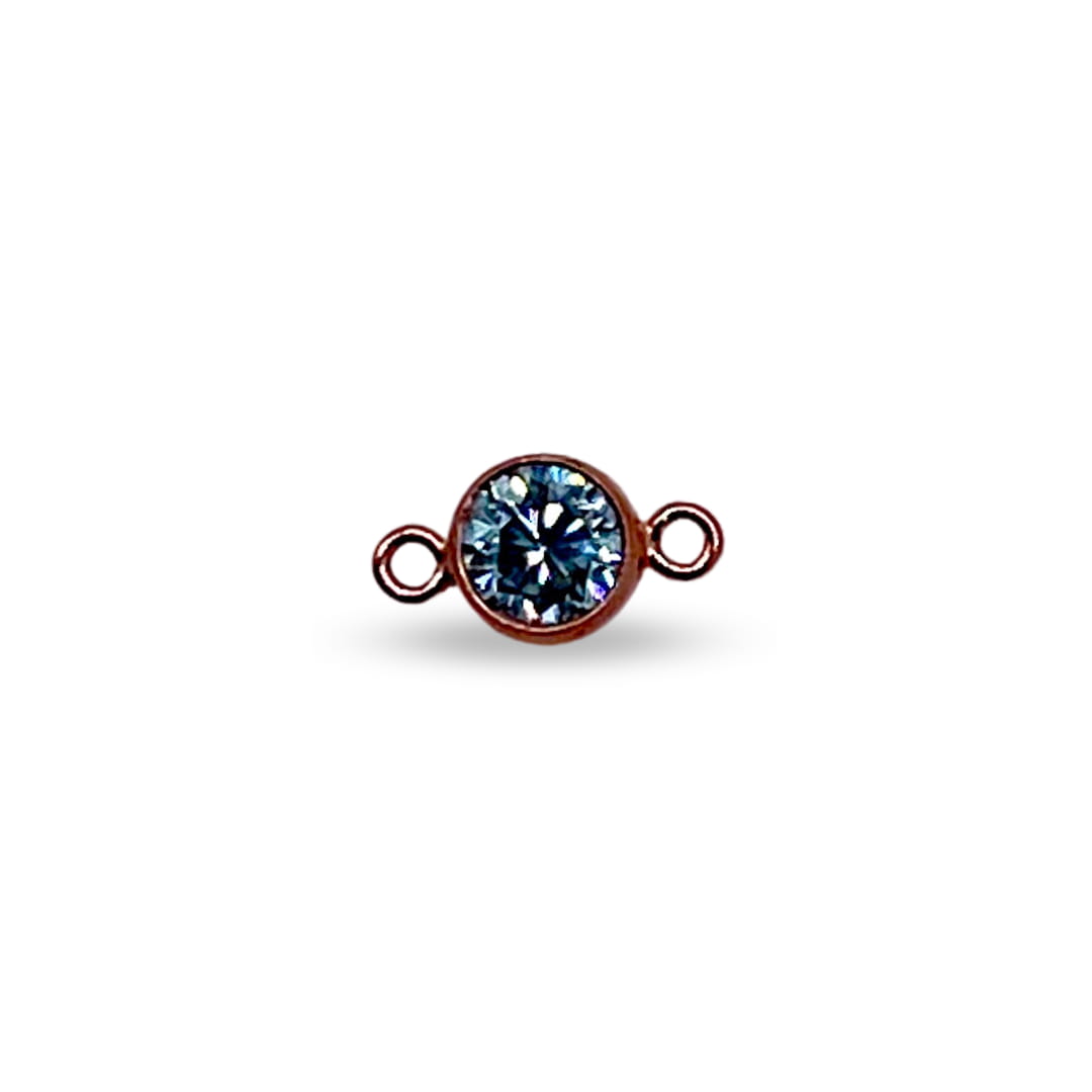 March/Aquamarine Connector Rose Gold Filled 4mm AAA Cubic Zirconia Birthstone Connectors forEVER Permanent Jewelry Supplies