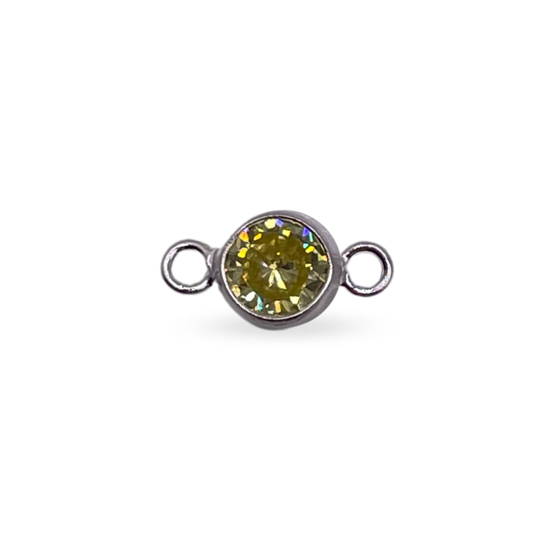 August (Peridot) CZ Charm & Connector Sterling Silver AAA Cubic Zirconia Birthstone Connectors forEVER Permanent Jewelry Supplies