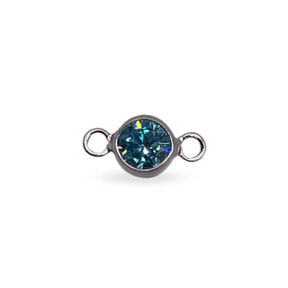 December (Blue Zircon) CZ Charm & Connector Sterling Silver AAA Cubic Zirconia Birthstone Connectors forEVER Permanent Jewelry Supplies