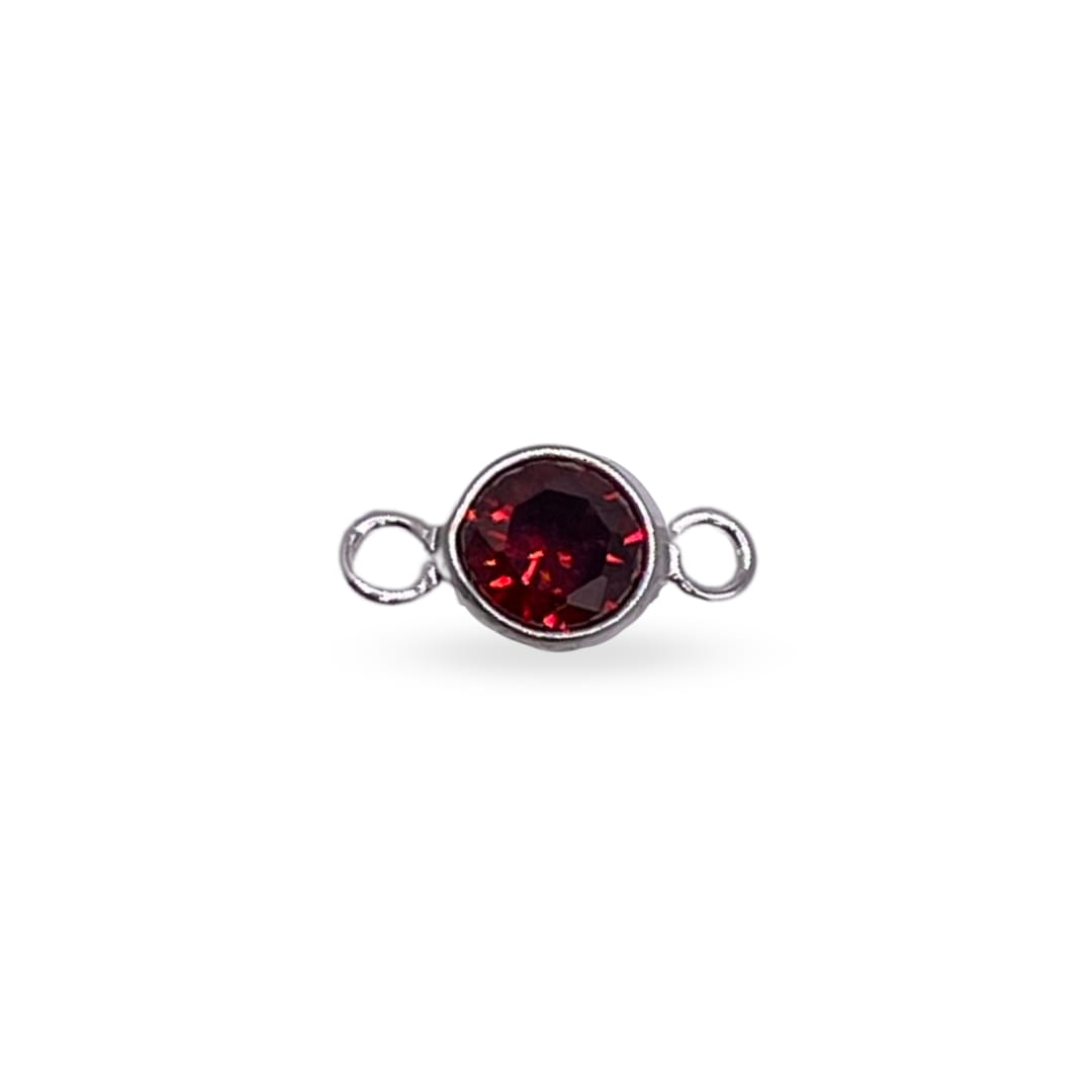 January (Garnet) CZ Charm & Connector Sterling Silver AAA Cubic Zirconia Birthstone Connectors forEVER Permanent Jewelry Supplies