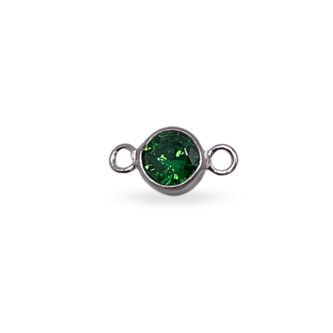 May (Emerald) CZ Charm & Connector Sterling Silver AAA Cubic Zirconia Birthstone Connectors forEVER Permanent Jewelry Supplies