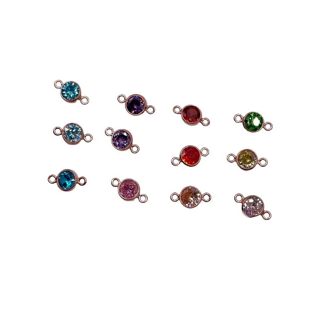 12 / Rose Gold Filled Connector AAA Cubic Zirconia Birthstone Connector Packs forEVER Permanent Jewelry Supplies