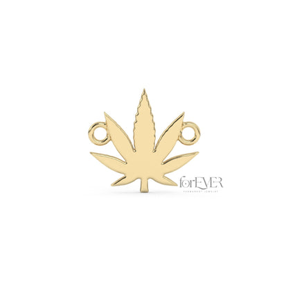 Default Title Connector 10k Solid Gold Marijuana Leaf Charm forEVER Permanent Jewelry Supplies