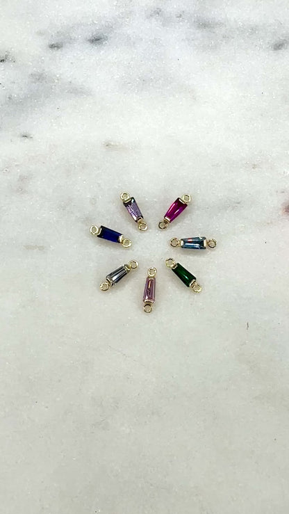 14k Gold Trapezoid Cut Gemstone Connector