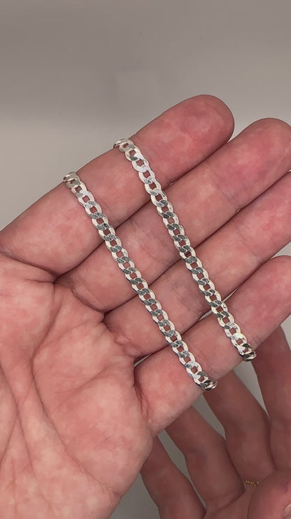 925 Sterling Silver 4.2mm Beveled Curb Chain by the Foot